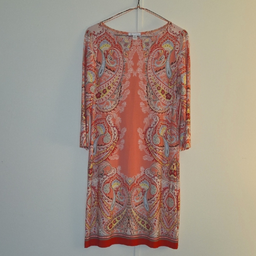London Times Coral Paisley Dress